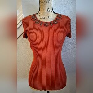 Vintage Requirements Embellished Knit Top - 90s Grunge Autumn Core